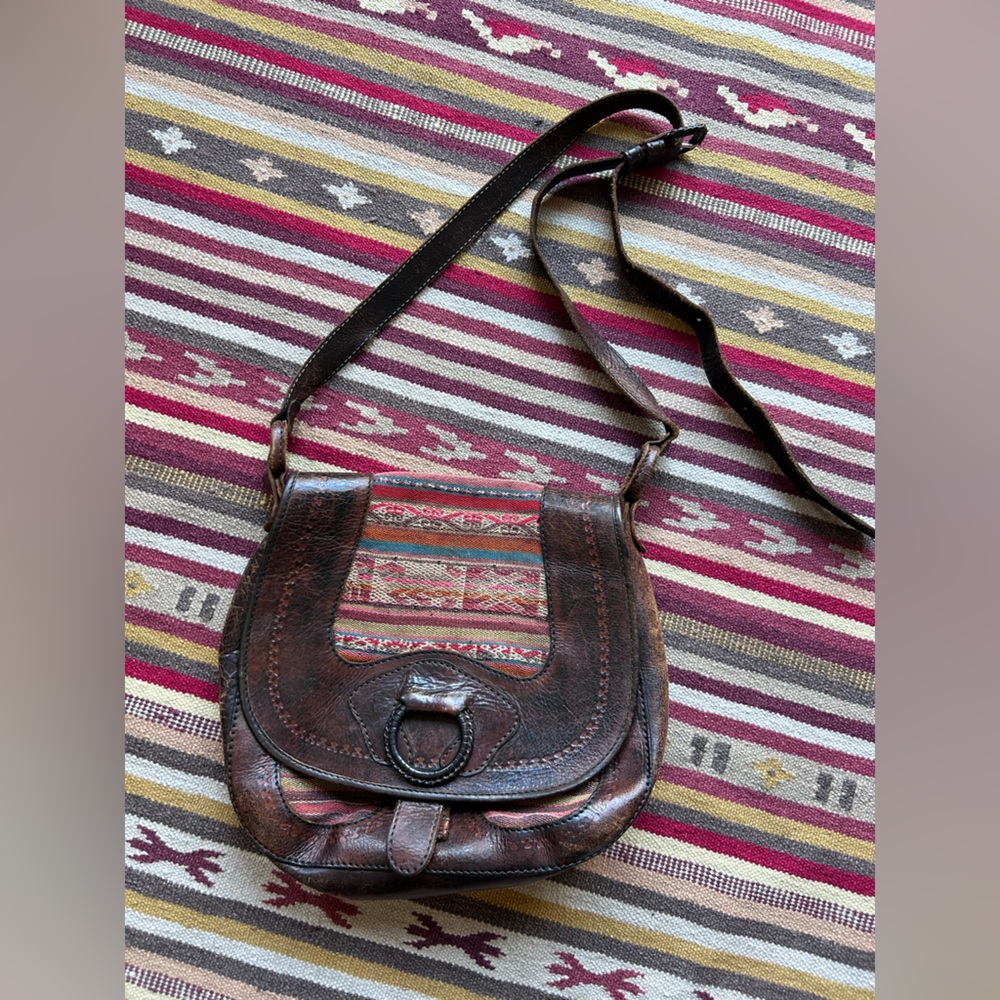 Vintage Brown Leather Crossbody Bag